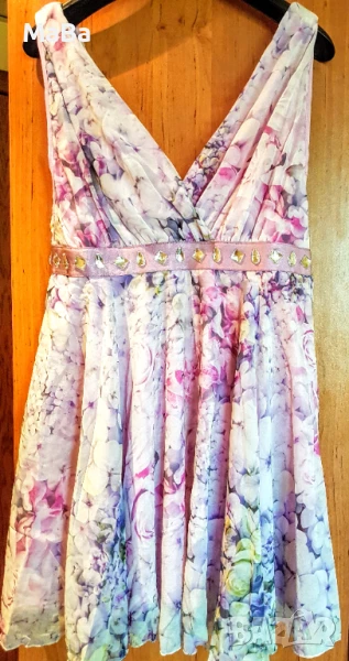 Английска КЪСА ОФИЦИАЛНА РОКЛЯ с кристали - S, M, снимка 1