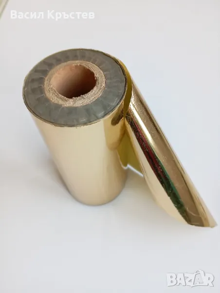 Фолио за декорация, в златист и пастелно жълт цвят, фино и качествено, не реже, от стари времена, снимка 1