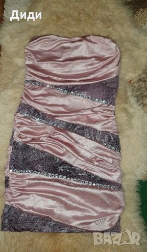 Сатенена рокля в бледо розово, снимка 1