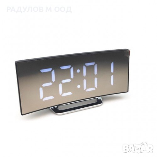 Електронен LED часовник настолен огледален с термометър и аларма / 3869, снимка 1