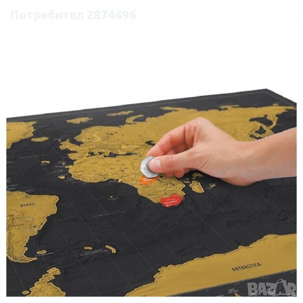 СВЕТОВНА СКРЕЧ КАРТА ДЕЛУКС Код ; Черен тубис, снимка 1