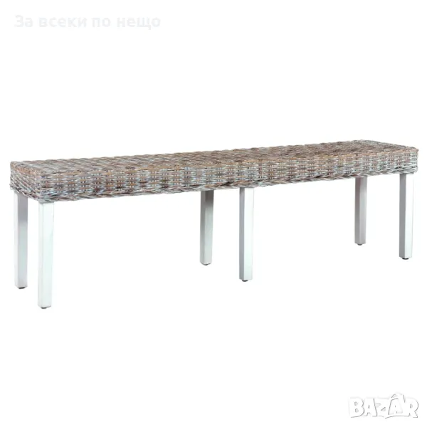 Пейка, 160 см, бяла, естествен кубу ратан и мангово дърво масив Код P257, снимка 1