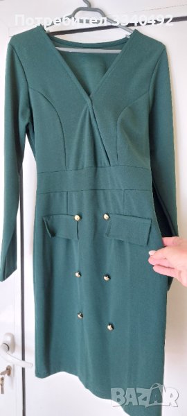 Зелена рокля с дълъг ръкав , снимка 1