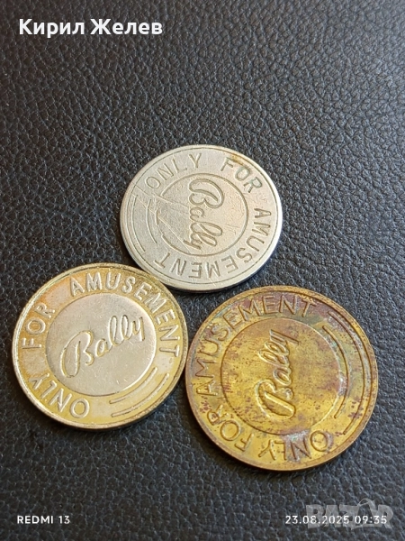 Три жетона токен ONLY FOR AMUSEMENT BALLY за КОЛЕКЦИЯ ДЕКОРАЦИЯ 31743, снимка 1