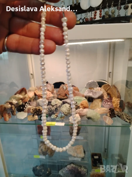 Колие наниз със естествени речни перли, снимка 1