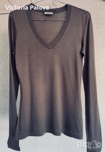 Тънка блуза LACOSTE цвят капучино, снимка 1