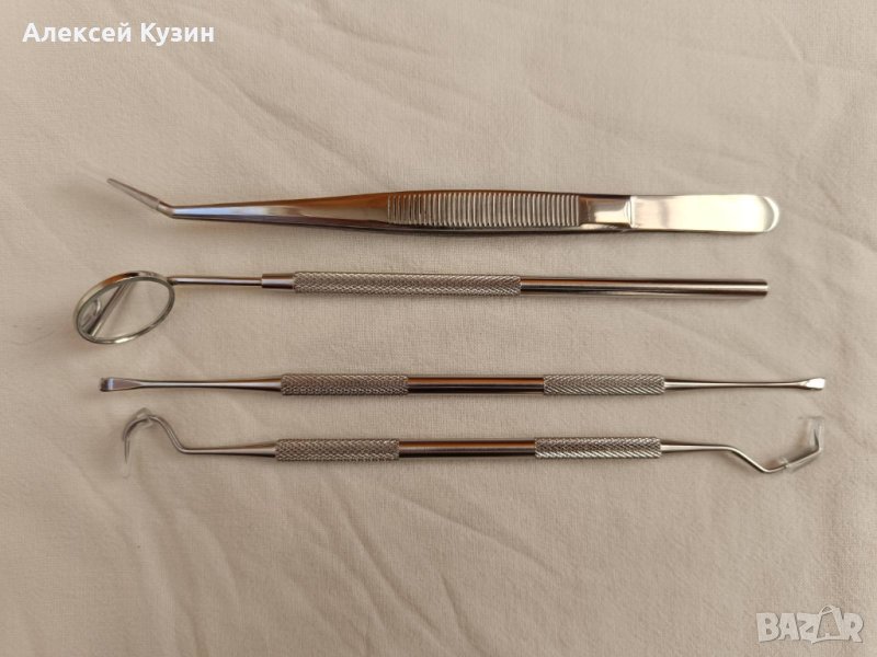 Стоматологични инструменти за преглед (комплект от 4 броя) неръждаема стомана, снимка 1