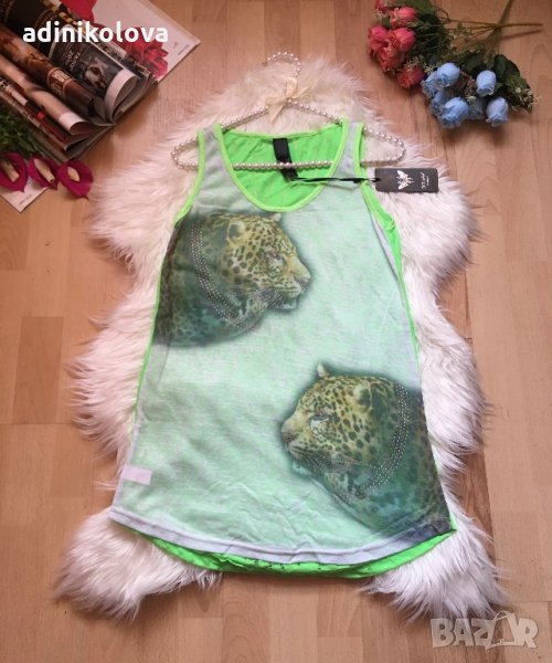 Неонов зелен потник с камъни, снимка 1