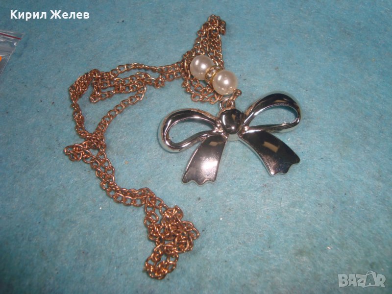 СКЪПОЦЕННА АРТ НУВО СТИЛ БЛЕСТЯЩА ПАНДЕЛКА - МЕДАЛЬОН КОЛИЕ със ЗЛАТИСТО СИНДЖИРЧЕ 20203, снимка 1