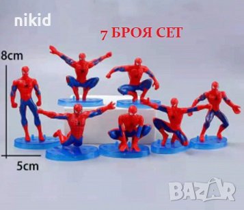 7 бр спайдърмен spiderman пластмасови фигурки на стойка фигурка играчка играчки игра и украса торта , снимка 1