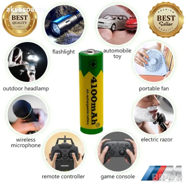 100% оригинална нова висококачествена AA батерия 1.5V 4100mAh акумулаторна AA батерия за LED светлин, снимка 1