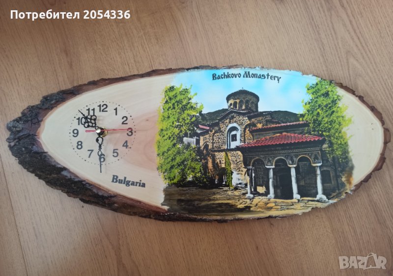 Битов сувенирен часовник - напречен срез дърво, снимка 1