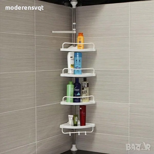 Телескопична ъглова етажерка за баня с 4 рафта, снимка 1