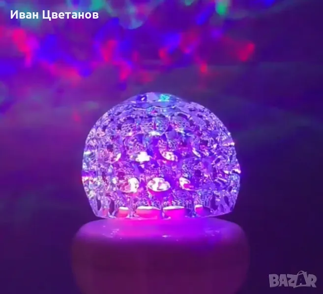 Коледна кристална въртяща се топка LED светлина, снимка 1