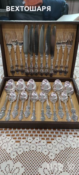 Старинни Дълбоко Посребрени Руски Прибори за Хранене , снимка 1