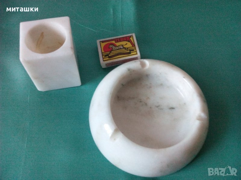 Пепелник и свещник от мрамор, снимка 1