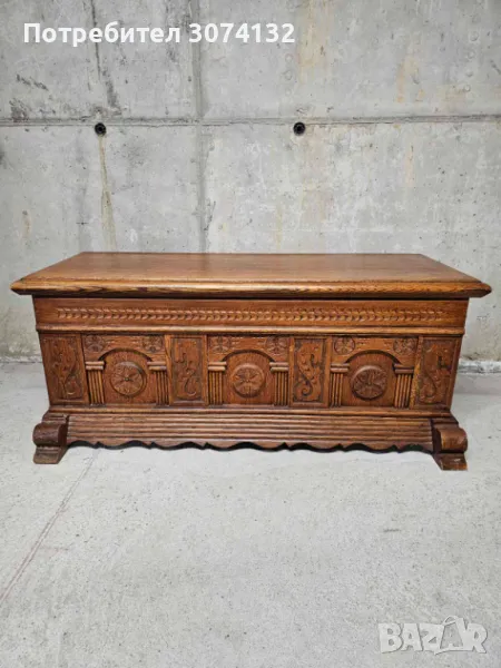 Уникална дъбова ракла с дърворезба, снимка 1