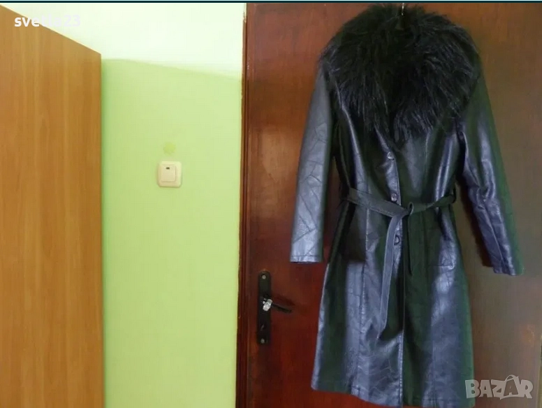 Дамско кожено палто с топла подплата, снимка 1