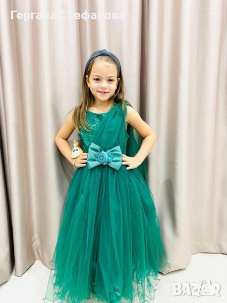 🍀Уникална празнична рокля в зелено🍀 Размери -6г.7г.8г.9г.10г. Цена -60 лв, снимка 1