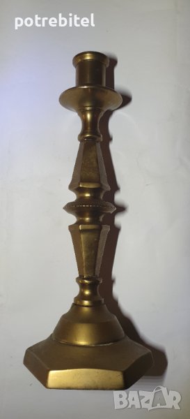 Стар свещник месинг 23 см., снимка 1