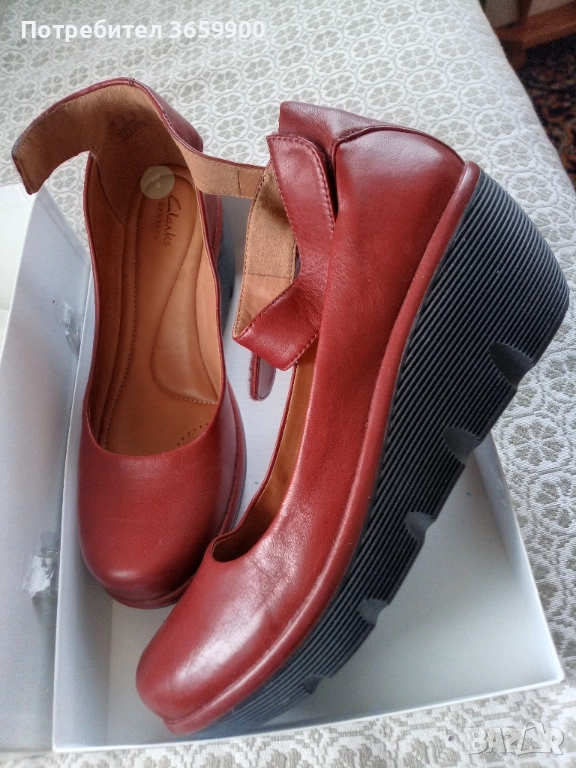 Много красиви дамски обувки, Clarks,39, цвят бордо, снимка 1
