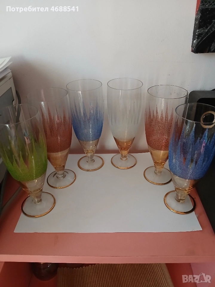 Стъклени чаши - 6 броя, от комунизма, снимка 1