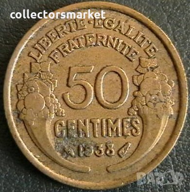 50 сантима 1938, Франция, снимка 1