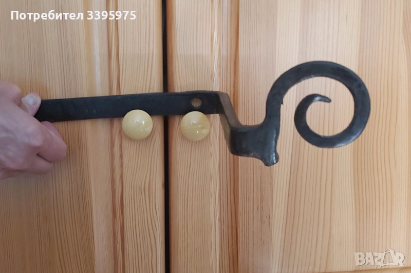 Антична кована дръжка за порта 19-ти век, снимка 1
