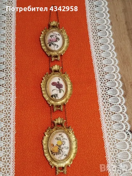 Seidenbild. Germany. Бароков комплект от 3 копринени картини.1960г, снимка 1