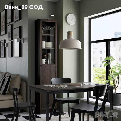 202см! Винтидж витрина в тъмнокафяв цвят , снимка 1