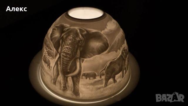 Разкошен чаен свещник, слончета–Фин порцелан! , снимка 3 - Антикварни и старинни предмети - 53057264