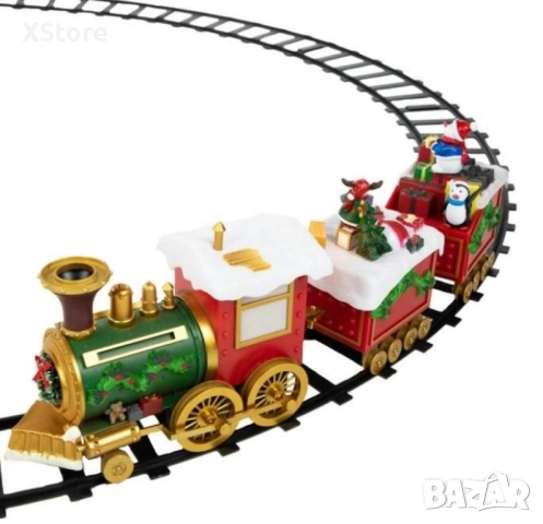 Светещо и музикално коледно влакче с релси, снимка 4 - Музикални играчки - 52441300