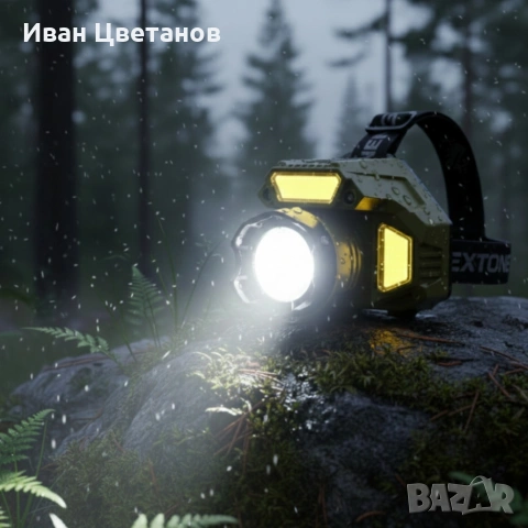 Акумулаторен LED челник HX-917S със сензор за движение, Type-C зареждане и батерия 18650