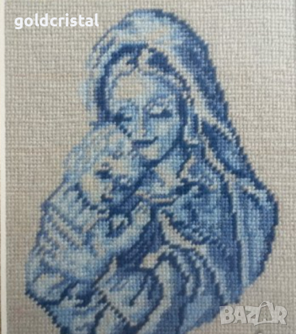 гоблен богородица с младенеца 1/1, снимка 2 - Гоблени - 11511592