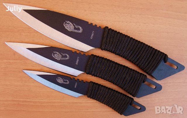 Ножове за хвърляне/кунай/-тип кама-3 броя и 3 цвята, снимка 12 - Ножове - 8909176