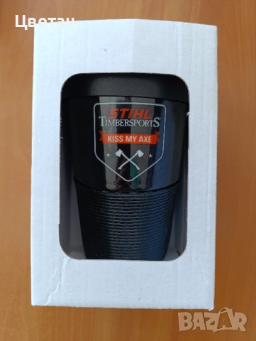 керамична термочаша STIHL Kiss my Axe Щил, снимка 2 - Чаши - 51438142