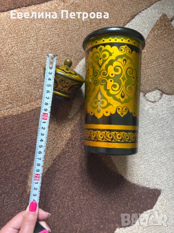 Руска рисувана ваза и кутия Хохлома, снимка 6 - Антикварни и старинни предмети - 51273882