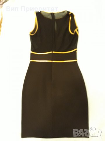 Бутикова рокля FERVENTE , черна с плътни и прозрачни сегменти /отстрани и на гърба/ + златни ивици, снимка 14 - Рокли - 37415384