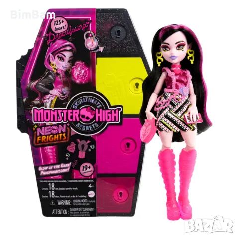 Оригинална кукла Monster High Neon Frights - Draculaura / 19+ изненади, снимка 3 - Кукли - 48142091