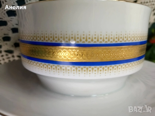 Wunsiedel bavaria кобалтово/ златен кант, снимка 10 - Чинии - 52968633
