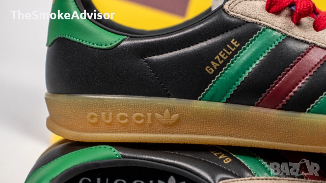 Унисекс Обувки Adidas x Gucci Gazelle Black Green Red, снимка 3 - Маратонки - 52170261