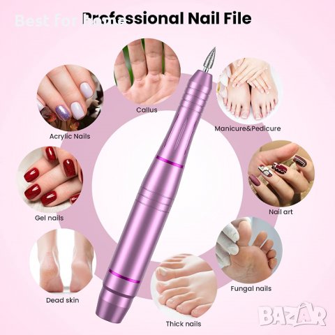 Професионални пили за нокти 20 000 RPM,11 свредла,комплект за маникюр и педикюрс регулируема скорост, снимка 5 - Други - 40237075