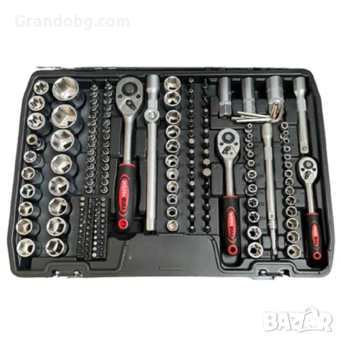 Немски Куфар с Инструменти 216ч WerkBull Гедоре с 3бр Тресчотка и ключове 8-22- Тресчотни, снимка 6 - Куфари с инструменти - 52421560