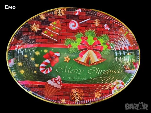 Пластмасова коледна чиния, плато , снимка 5 - Чинии - 48358603