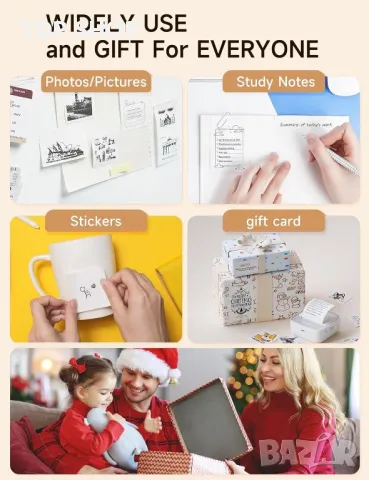 iDPRT Преносим термичен мини принтер за стикери, етикети, снимки, безмастилен, снимка 5 - Принтери, копири, скенери - 49551821