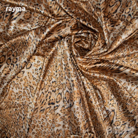 -40% Плат италиански дизайнерски еластичен сатен принт леопард, снимка 4 - Платове и дамаски - 50916148