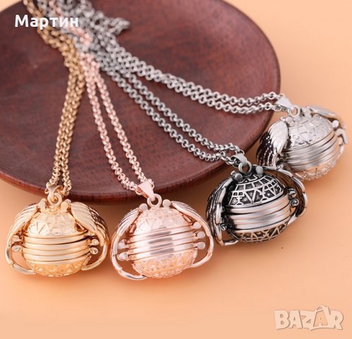 Огърлица медальон ангелски крила със снимки - сребърен и златен цвят, снимка 6 - Колиета, медальони, синджири - 27141654