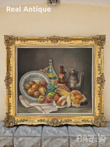 Превъзходна антикварна белгийска авторска майсторска картина масло върху платно , снимка 2 - Антикварни и старинни предмети - 50644510