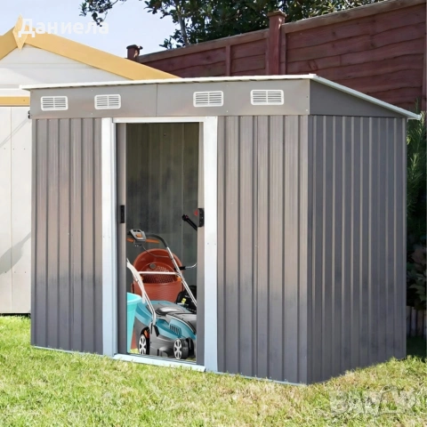 Метална градинска къща за инструменти с вентилация и заключване, снимка 10 - Други стоки за дома - 53108602