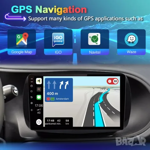 Мултимедия, за Mercedes Benz Smart Forfour Fortwo, 2015-2019, Навигация, с Android, плеър, двоен дин, снимка 6 - Аксесоари и консумативи - 50145191